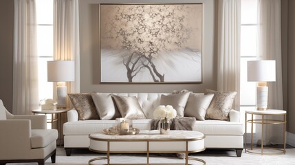 Opt for a neutral color palette with metallic accents, plush textures, and rich fabrics to evoke a sense of sophisticationar