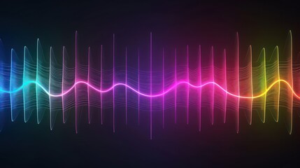 Vibrant soundwave background with futuristic RGB design and neon wave lights.