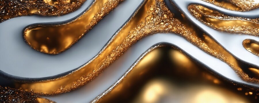 there is a close up of a gold and silver abstract painting