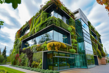 green building with energy-efficient design and materials