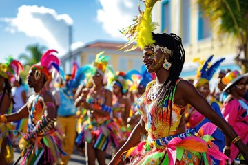 A group of individuals wearing vibrant costumes, showcasing their unique attire and bringing color...