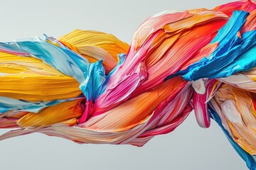 A multicolored piece of art soaring through the air, creating a vibrant display of colors and...