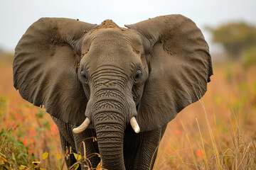 strong elephant with big ears and a long trunk
