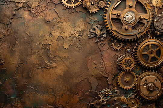 steampunk-inspired wallpaper with gears and mechanical contraptions