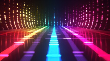 Colorful soundwave background, featuring a futuristic RGB wallpaper with vibrant neon wave lights.