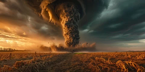 Foto op Canvas Devastating Tornado Causes Chaos In Central Iowa. Сoncept Nature's Fury, Tornado Destruction, Chaos In Iowa, Aftermath Of Tornado, Rebuilding Communities © Ян Заболотний