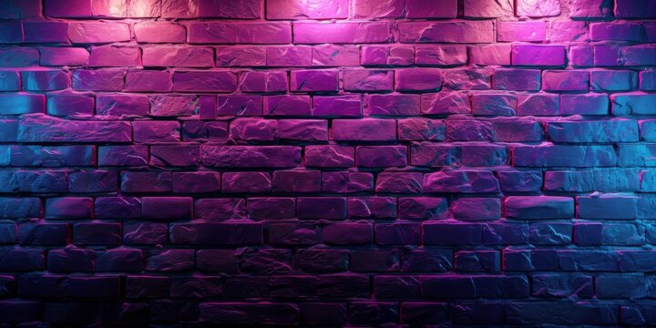 Purple Brick Wall With Neon Lights Dark Wallpaper, Perfect For Design Projects. Сoncept Creative Typography, Futuristic Illustrations, Vibrant Color Schemes, Minimalistic Layouts © Ян Заболотний