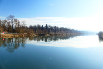 Die Mur, Fluss, Fernitz bei Graz, Steiermark 