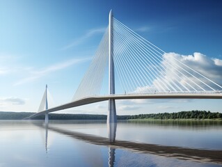 Obraz premium Bridge Connecting Two Shores Unity and Passage Isolated on White Background AI Generated