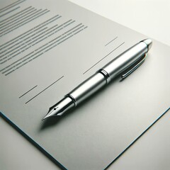 Elegant pen resting on a legal contract document.