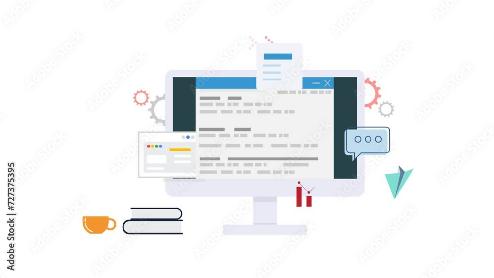Wall mural software development process - an animated illustration as mp4 file