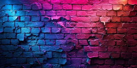 The Brilliance Of Neon Colors Enhances The Intricate Texture Of A Damaged Brick Wall. Сoncept The Art Of Macro Photography, Capturing The Beauty Of Nature Up Close, Serene Sunsets By The Water