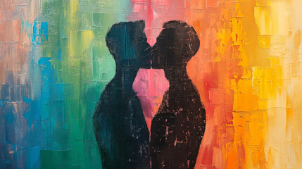 painting of two men kissing eachother