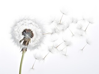Dandelion with Seeds Blowing Change and Renewal Isolated on White Background AI Generated