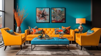 Use pops of bold colors, like mustard yellow or teal, to add vibrancy and energy to the living spacear
