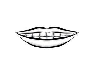 simple black and white vector sketch design of human lips