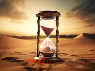 Hourglass with Gold Dust Value of Time Isolated on White Background AI Generated