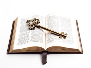 Key Unlocking a Book Access to Knowledge Isolated on White Background AI Generated