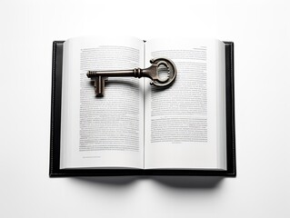 Key Unlocking a Book Access to Knowledge Isolated on White Background AI Generated