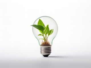 Lightbulb with Plant Growing Inside Innovation and Growth Isolated on White Background AI Generated