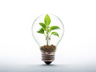 Lightbulb with Plant Growing Inside Innovation and Growth Isolated on White Background AI Generated