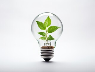 Lightbulb with Plant Growing Inside Innovation and Growth Isolated on White Background AI Generated