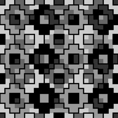 Seamless pattern. Abstract backdrop. Squares, rectangles, figures ornament. Simple shapes wallpaper. Geometric motif, Polygons background. Digital paper, web design, textile print. Vector artwork.