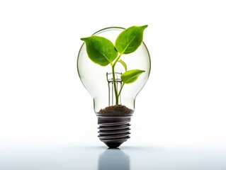 Lightbulb with Plant Growing Inside Innovation and Growth Isolated on White Background AI Generated