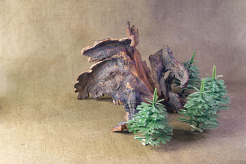 Dragon sculpture made of driftwood