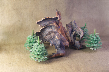 Dragon sculpture made of driftwood