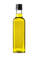 Mock-up olive oil glass bottle without label on a cutout PNG transparent background