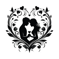  Valentine's Day vector silhouette gift love image.