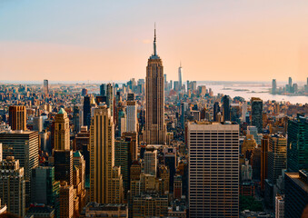 Download view of New York City at sunset - obrazy, fototapety, plakaty