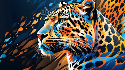 Leopard animal abstract wallpaper Contrast background panthera in vivid colors  Ai Generative  - obrazy, fototapety, plakaty