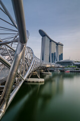 Helix Bridge, a pedestrian bridge designed from form of the curved DNA structure.