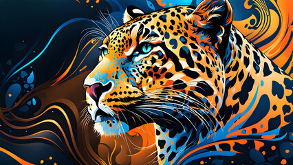 Leopard animal abstract wallpaper Contrast background panthera in vivid colors  Ai Generative 