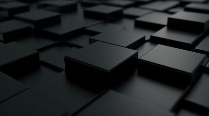3D black cube shape background with a super black, Futuristic OLED-friendly design, showcasing a high-tech and minimalist modern - obrazy, fototapety, plakaty