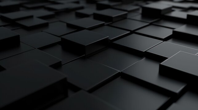 3D black block background with a super black, Futuristic OLED-friendly design, showcasing a high-tech and minimalist modern