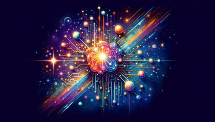 Whimsical Futuristic Convolutional Neural Network Artwork with Vibrant Colors