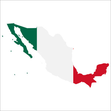 Highly Detailed Country Silhouette With Flag and 3D effect - Mexico