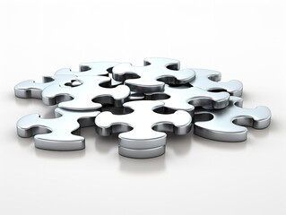 Puzzle Pieces Coming Together Collaboration and Connection Isolated on White Background AI Generated