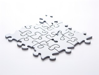 Puzzle Pieces Coming Together Collaboration and Connection Isolated on White Background AI Generated