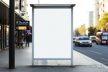 Advertising city billboard, vertical MOCKUP for advertising - obrazy, fototapety, plakaty
