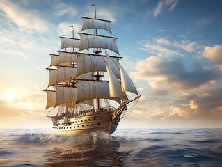 Ship in a Bottle Navigating Dreams Isolated on White Background AI Generated - obrazy, fototapety, plakaty