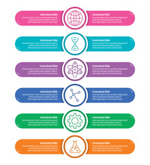 six stick infographic template. sticker information template. science information