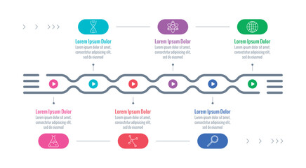 six-step infographic. horizontal bar infographic. timeline template