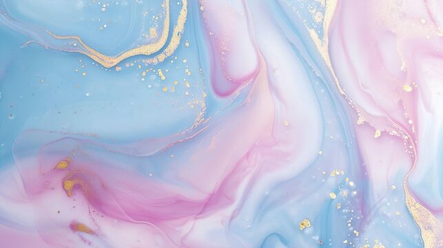 Abstract Wave in pink collors, Watercolor and Marble Art