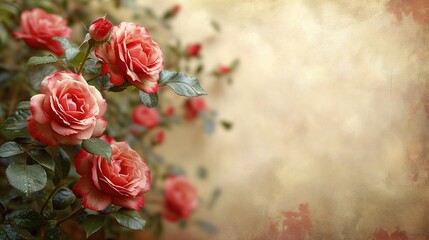 Bunch of Pink Roses on a Branch - Delicate Beauty Perfect for Valentines