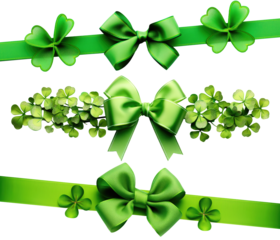 Set of green ribbon for St. Patrick's Day isolated on transparent background.