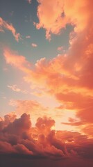 A beautiful sunset with clouds in the sky. Generative AI.
